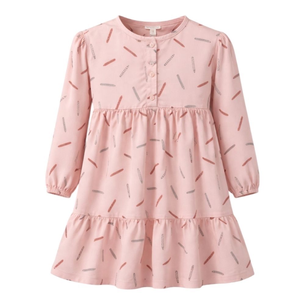 Tucker + Tate Light Pink Pencil Pen School Long Sleeve Henley Dress Girls Size 4